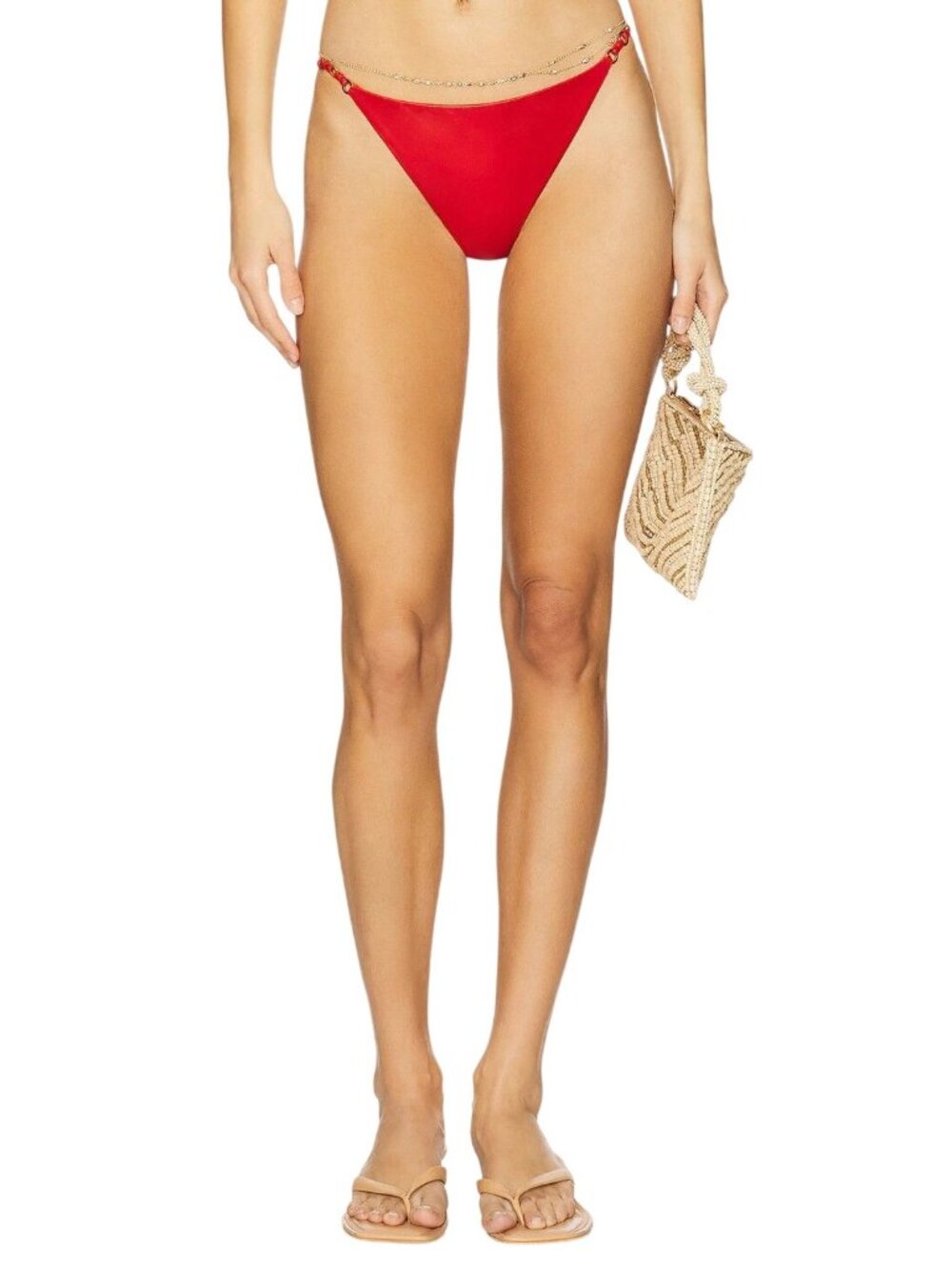 JADE SWIM Soleil Bikini Bottom in Coral Gloss Small New Womens Swim